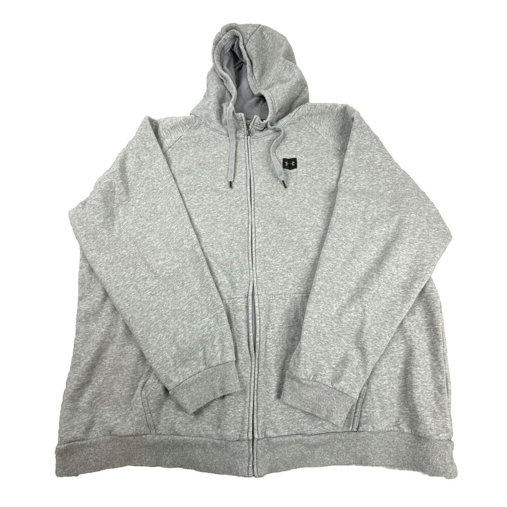Under Armour Hoodie Gray Heather Full Zip Sweater Mens 5XL 5TG 5EG
